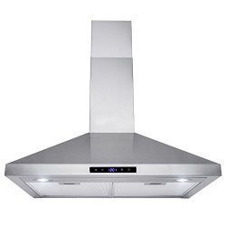 Golden Vantage 30″ Wall Mount Stainless Steel Touch Control Kitchen Range Hood Cooking Fan ...