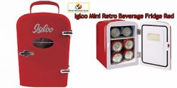 Igloo Mini Beverage Refrigerator – Retro 6 Can Mini Fridge Red – 4 Liter Capacity