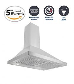 Cosmo 30 in. 760 CFM Ducted Wall Mount Range Hood, Push Button Control Panel Wall Mounted Kitche ...