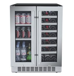 Titan 24 Inch Built-In French Door Wine and Beverage Refrigerator