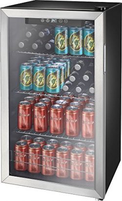 Insignia- 115-Can Beverage Cooler – Stainless steel/black