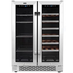 Whynter BWB-2060FDS 24″ Built-In French Door Dual Zone 20 Bottle Wine Refrigerator 60 Can  ...