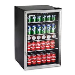 Tramontina 126-Can Capacity Stainless Steel Trim Wine Soda Beverage Center Glass Door Refrigerator