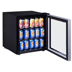 Costway 60 Can Beverage Refrigerator Portable Mini Beer Wine Soda Drink Beverage Cooler Black