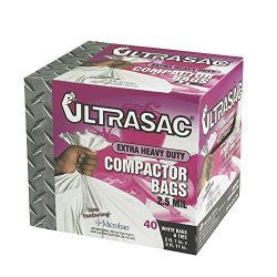 Ultrasac Extra Heavy Duty Professional Quality Compactor Trash Bag with Antimicrobial Odor Contr ...