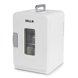 Della Portable Mini Fridge Camper RV Dorn Home Office Boat, LCD Cooler and Warmer 15L -White