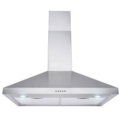 Perfetto Kitchen and Bath 30″ Wall Mount Stainless Steel Push Panel Kitchen Range Hood Coo ...