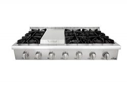 Thorkitchen HRT4806U Gas Rangetop with 6 Sealed Burners with Iron Grates, Metal Knobs with LED l ...