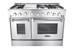 Thor Kitchen Gas Range with 6 Burners and Double Ovens, Stainless Steel