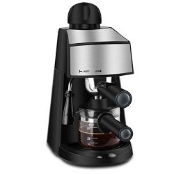 Steam Espresso Machine 800W 4 Cup Stainless Steel Espresso Cappuccino Latte Coffee Maker with Mi ...