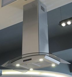 Kitchen Bath Collection ISL90A-LED Stainless Steel Island-Mounted Kitchen Range Hood with Arched ...