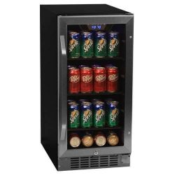 EdgeStar CBR901SG 80 Can 15 Inch Wide Built-In Beverage Cooler – Black/Stainless Steel