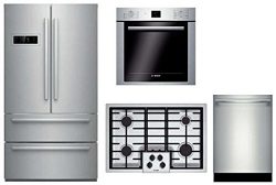 Bosch 4 Piece Stainless Steel Kitchen Package With B21CL80SNS 36″ French Door Refrigerator ...