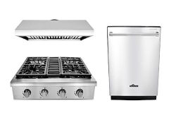 Thor Kitchen 3 Piece – 30″ Stainless Steel 4 Burner Range Top, 30″ Under Cabin ...