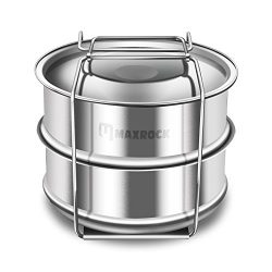 Maxrock 2 Tier Stackable Stainless Steel Steamer IP Accessories for Pot in Pot Pressure Cooker-F ...