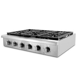 THOR KITCHEN 36″ High-end Modern European Style 6 Burners Built-in Stainless Steel Gas Hob ...