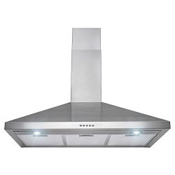 Perfetto Kitchen and Bath 36″ Wall Mount Stainless Steel Push Panel Kitchen Range Hood Coo ...