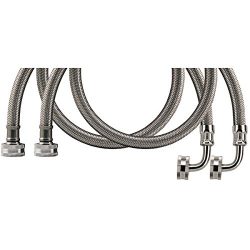 CERTIFIED APPLIANCE WM72SSL2PK Braided Washing Machine Hose with Elbow, 6′, Stainless Steel