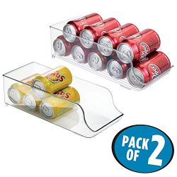 mDesign Refrigerator Soda Can Holder Organizer – Pack of 2, Clear