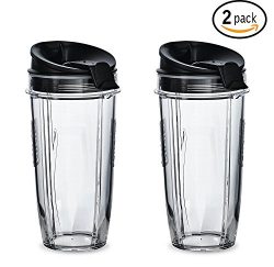 Nutri Ninja 24 oz Tritan Cups with Sip & Seal Lids. Compatible with BL480, BL490, BL640, &am ...