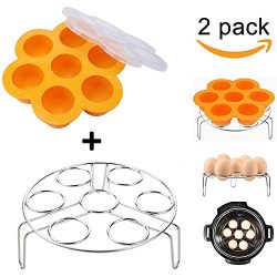 Orange Silicone Egg Bites Molds With Stainless Steel Egg Steamer Rack for Instant Pot Accessorie ...