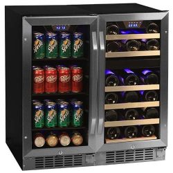 Edgestar 26 Bottle + 80 Can Side-by-Side 30″ Wide Wine & Beverage Center