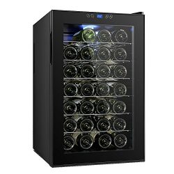 SMETA 28 Bottles Thermoelectric Wine Cellar Cooler LED Display Countertop Beverage Beer Fridge C ...