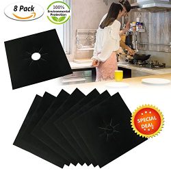 Buluri 8 Pcs Gas Stove Burner Covers for Kitchen / Cooking, Teflon 27cm x 27cm Gas Range Protect ...