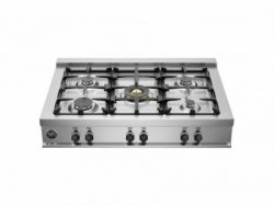 Bertazzoni CB36M500 36 Inch Wide Built-In Gas Range Top with 18000 BTU Dual Zone, Stainless Steel