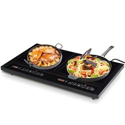 Costway 1800W Double Induction Cooktop Portable Electric Dual Hot Plate Countertop Burner w/ Dig ...