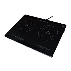 True Induction MD-2B Mini Duo Portable Counter Inset Double Burner Induction Cooktop, 120V, Black