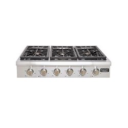 Kucht KRT3618ULP 36″ Professional Series Gas Range-Top with 6 Sealed Burners Black Porcela ...