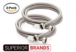 Washing Machine Accessory 2-Pack: 6 ft Burst-Proof Braided Stainless Steel Hoses