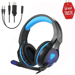 SL-100 3.5mm Game Gaming Headphones Headset Earphone Headband with Microphone LED Light for Lapt ...