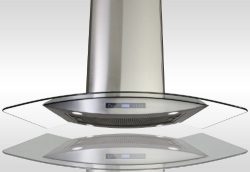 AKDY 30″ Island Mount Stainless Steel Tempered Glass Touch Panel Kitchen Range Hood Cookin ...