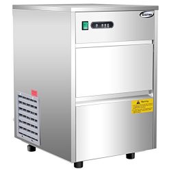 Costway Stainless Steel Commercial Automatic Ice Maker Portable Freestanding Ice Machine, 58LB/24h