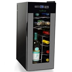 Nutrichef 12 Bottle Thermoelectric Wine Cooler Refrigerator | Red, White, Champagne Chiller | Co ...