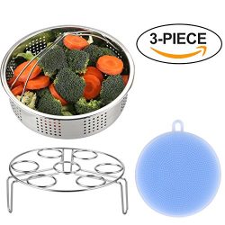 AISFA vegetable Steamer Basket Rack for Instant Pot Accessories Stainless Steel Set 3 Pieces for ...