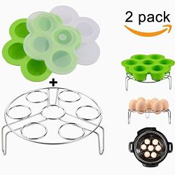 Green Silicone Egg Bites Molds With Stainless Steel Egg Steamer Rack for Instant Pot Accessories ...