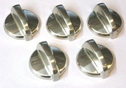 5 Pack WB03T10284 Knob for General Electric GE Stove AP4346312 PS2321076 Stainless Steel Finish