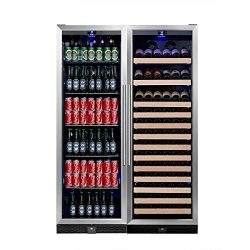 KingsBottle 2-Zone Wine and Beverage Combo Refrigerator, Holds 450 Cans and 131 Bottles, Stainle ...