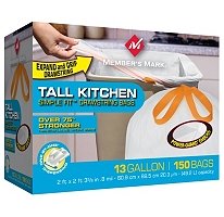 Member’s Mark Simple Fit Drawstring Kitchen Bags – 13 Gal – 150 Ct.