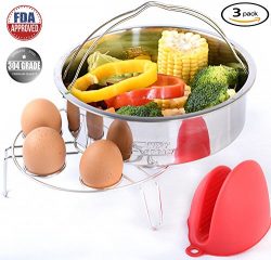 Steamer basket with Egg tray/Trivet combo by Swift Steam – Stainless steel electric pressu ...