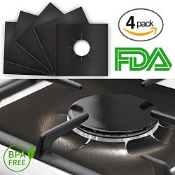 Gas Range Protectors, Stovetop Burner Liner Covers, Dishwasher Safe, Reusable, Non-Stick, FDA Ap ...