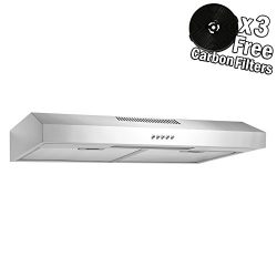 AKDY 24″ Under Cabinet White Stainless Steel Push Panel Kitchen Range Hood Cooking Fan w/C ...