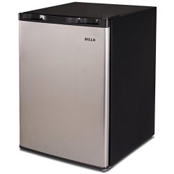 Della Mini Refrigerator Freezer Dorm Fridge 2.6 cu ft Office Compact Room Beer Cooler, Stainless ...