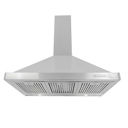 Cosmo 63190FT900 36 in. Wall Mount Range Hood with Push Button Controls, LED Lighting and Perman ...