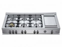 Bertazzoni CB48M6G00 48 Inch Wide Built-In Gas Range Top with 18000 BTU Dual Zon, Stainless Steel