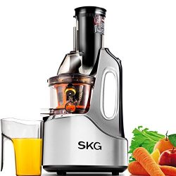 SKG Wide Chute Anti-Oxidation Slow Masticating Juicer (240W AC Motor, 60 RPMs, 4″ Big Mout ...