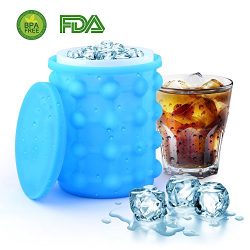 Ice Cube Maker Genie, Skyline Silicone Ice Bucket, Holds Up to 120 Ice Cubes, Revolutionary Spac ...